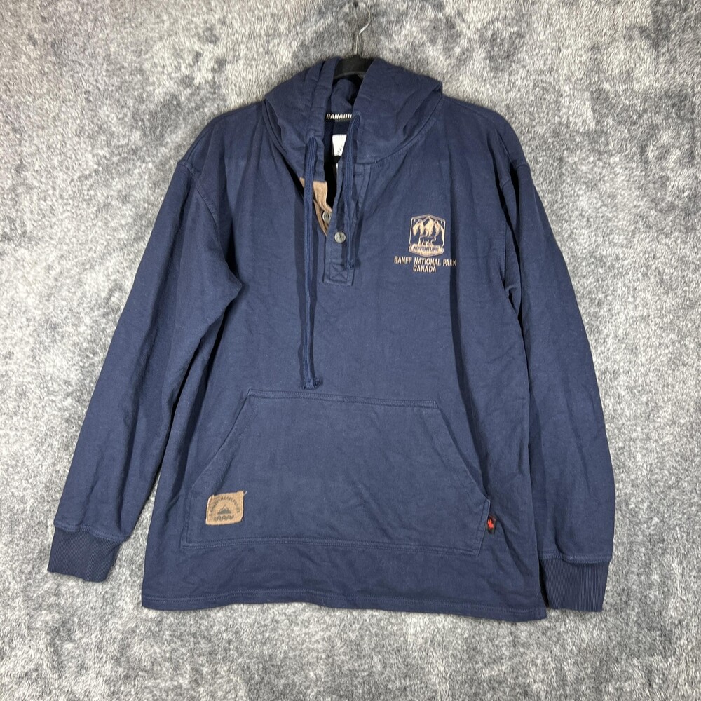 Canadian Collective Hoodie Mens M Blue Pullover Fleece Hooded Pockets Drawstring